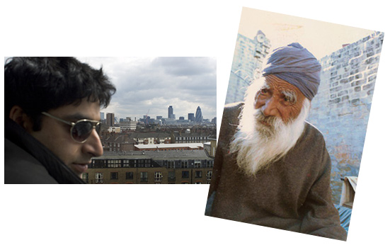Rajesh Thind in London (left) and his Late Grandfather, Sikh Priest Ghiani Gian Singh Thind at home in the village